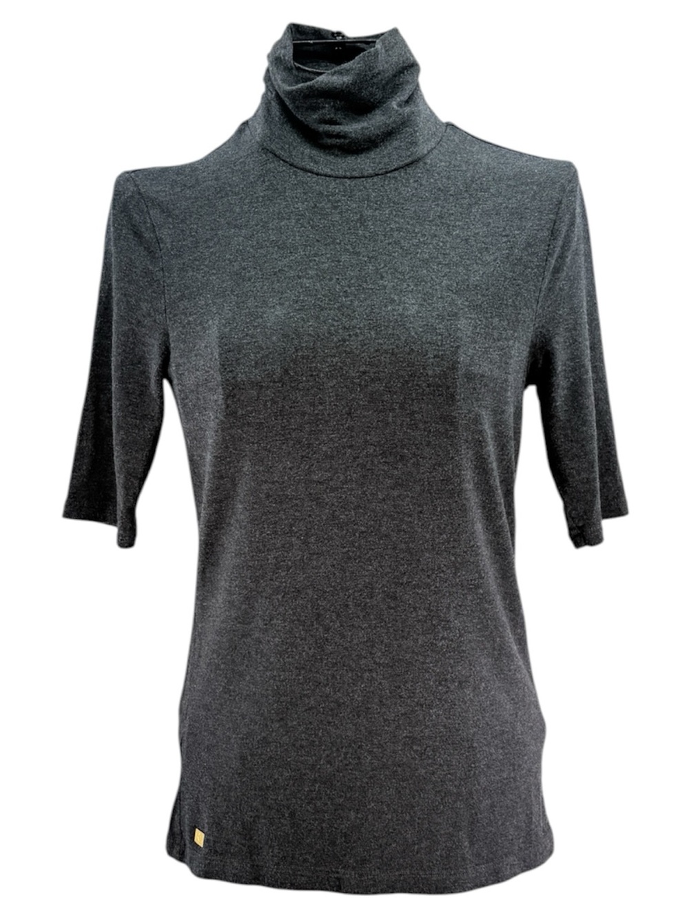 Lauren Ralph Lauren Charcoal Short-Sleeve Turtleneck Knit Jersey Top Size Small